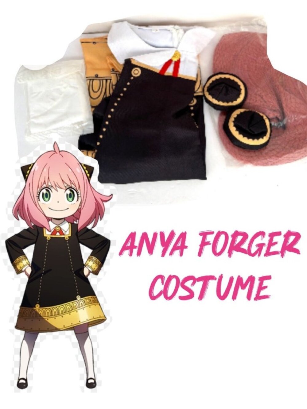 Anime Anya Forger Cosplay Set Halloween Costume Little Girl Size 120 5-6 yrs